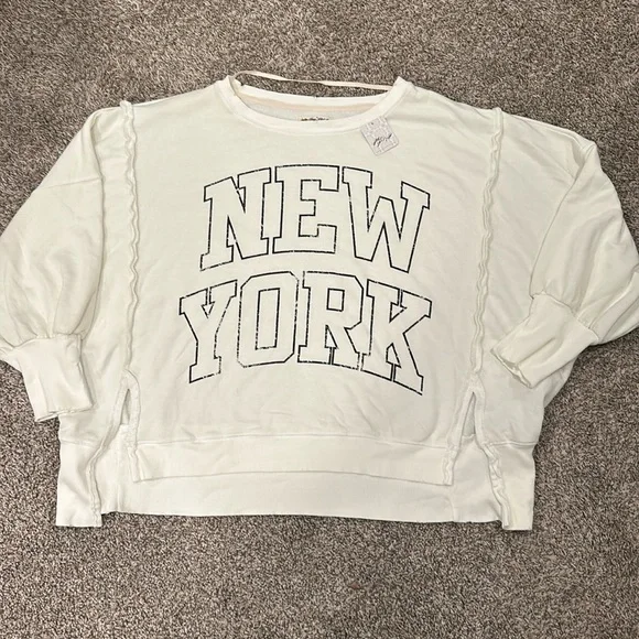 Free People We the Free New York Graphic Camden Oversized Sweatshirt Large - Picture 6 of 8